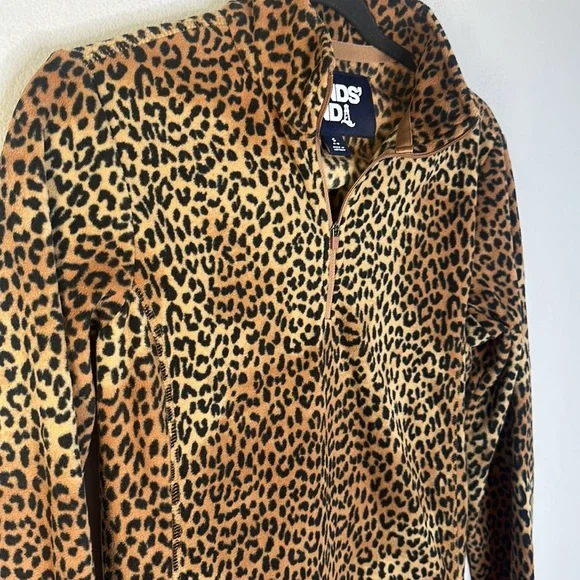 LANDS' END Half Zip Pullover Fleece Brown/Black Leopard S - Picture 4 of 6